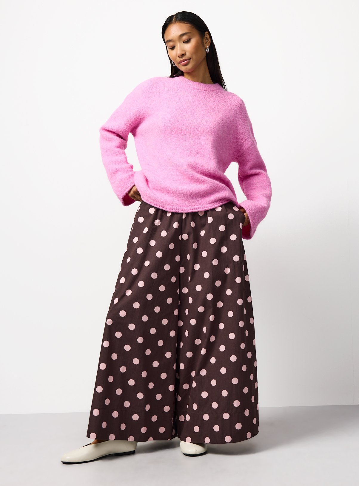 Pale Pink Crew Neck Knitted Jumper XS - Image 3 thumbnail